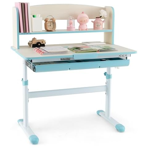 GYMAX Kids Height Adjustable Study Desk Cover