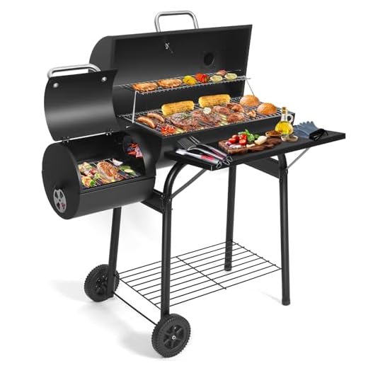 SUNLIFER Charcoal Grill Offset Smoker: Charcoal Barbecue Grills with Spacious Cooking Area | Barrel BBQ Grill and Smokers Combo for Outdoor Patio Backyard Camping and Parties