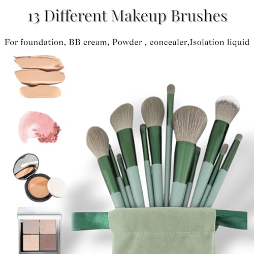 Image of LAVENUST 24-Piece Professional Makeup Brush Set - Premium Foundation, Eyeshadow & Blending Brushes for Flawless Makeup Application (Green)