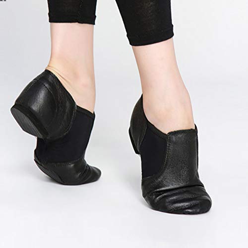 MSMAX Womens Leather Jazz Shoes Slip on Ballroom Dance Practice Teaching Shoe Black 12 M US Women - Thumbnail 2