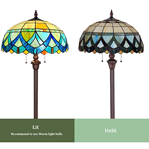Thatyears Tiffany Floor Lamps Blue Songs Style Stained Glass 16X16X65 Inches Antique Pole Standing Reading Lamps Decor Living Room Bedroom Home Office #TOP5