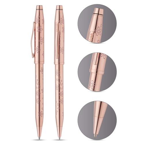 Image of Cross Century II Sakura Collection Rose Gold Plated Refillable Ballpoint Pen - Medium Point, Black Ink, Presented in a Luxury Gift Box
