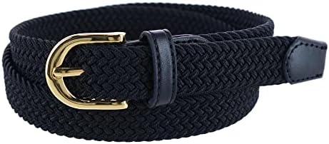 CTM® Women's Elastic Braided Stretch Belt, Large, Black