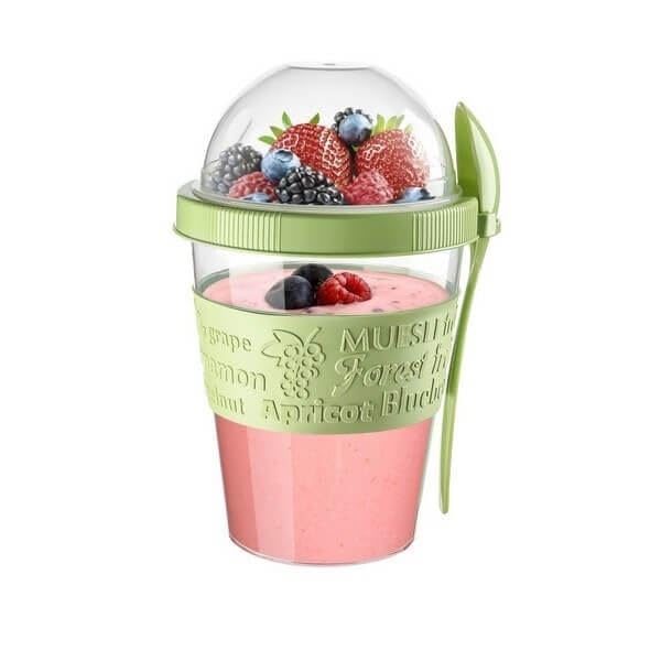 20 OZ Overnight Oats Container With Lid, Set of 4 Crunch Cups To Go, Portable Parfait Cup With Compartments for Topping Cereal Or Oatmeal - Colorful - Image 3