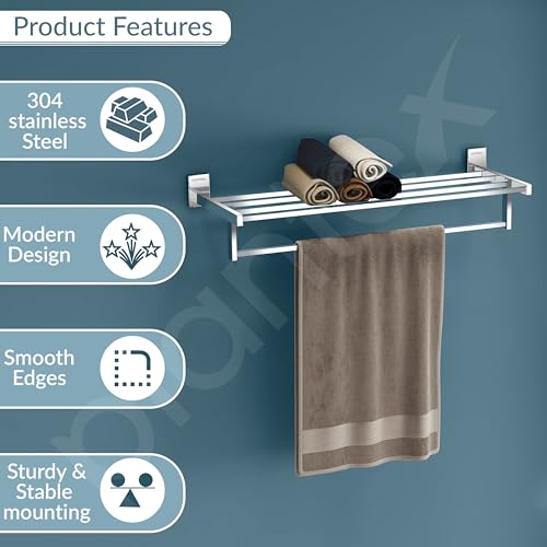 Image of Plantex 304 Grade Stainless Steel 24 Inch Towel Rack for Bathroom /Towel Stand /Towel Hanger /Bathroom Accessories - Iris (Chrome)