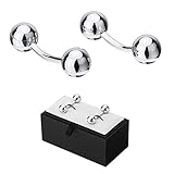 NC Doppelköpfige Kugel-Manschettenknöpfe, kreative Mode-Hemd-Manschettenknöpfe, Kleidungsdekoration, Geschenke (Color : Box 1) (Box 1)