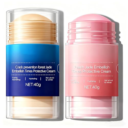 Crack Feet Prevention Stick Urea Cream 60% Anti Crack Foot Cream Stick Strength Moisturizer Foot Lotion stick Softening and Nourishing Cream for Dry Cracked Heels & Thickened Skin (Pink+Blue)