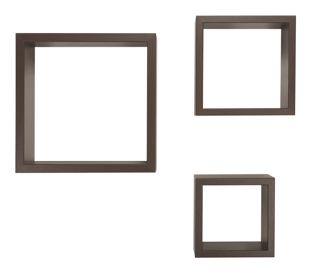 MODULARREDO | RUBIC Set di 3 Mensole da Muro, Cubi Arredo, Mensole Cubo, Cubi da Parete, 35x35x15.5 cm, 25x25x15.5 cm e 20x20x15.5 cm, Wengè, Kit Tasselli Incluso - Made in Italy