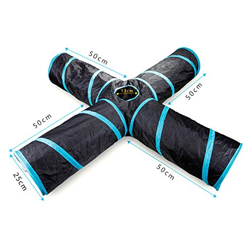 Baugger - Túnel do gato 4 Way Pet Play Túnel Túnel Dobrável Brinquedo para Cães Cães Coelhos de Esti