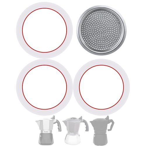3 Sealing Gasket & 1 Filter Plate for Bialetti Brikka 4 Cups Espresso Maker