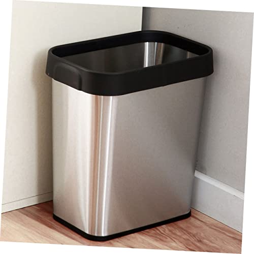 Caneca de basura rectangular negra de acero inoxidable 8 L miniatura 3