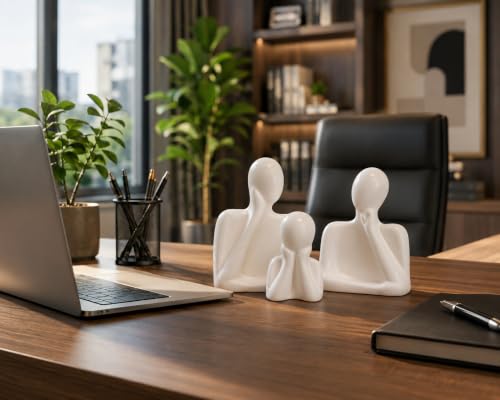 Image of Family Statue - Set of 3 (5 inches) | Abstract Human Figurines for Home Decor | Decorative Statues for Living Room, Bedroom & Shelf Decor | Gift for Housewarming & Anniversary (W3F)