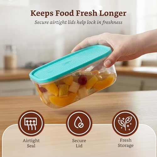 Image of Amazon Brand - Solimo Plastic Container Set with Airtight Lids | BPA-Free | Microwave & Dishwasher Safe | Kitchen Storage Containers | Set of 21
