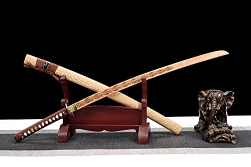 JRPT Bamboo Samurai Swords 103Cm Katana Solid Wood Scabbard,Bokken For Home Decor,Collect,Cosplay,Display Cover