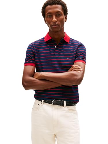 Image of Tommy Hilfiger Men's Short Sleeve Polo Shirts in Regular Fit With Stretch and Organic Pique Cotton