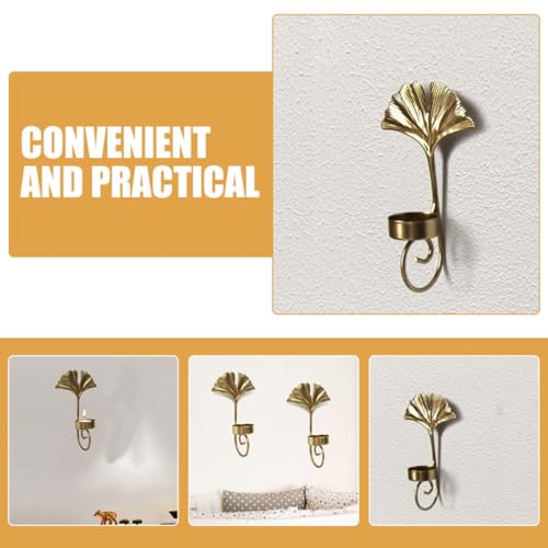 Candelabros de pared dorados de hierro en forma de hoja para iluminar con elegancia retro 6