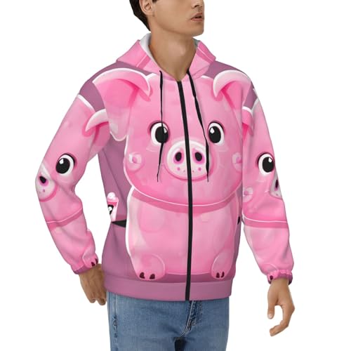 Sweat à capuche homme rose motif cochon idéal pour le week-end détendu