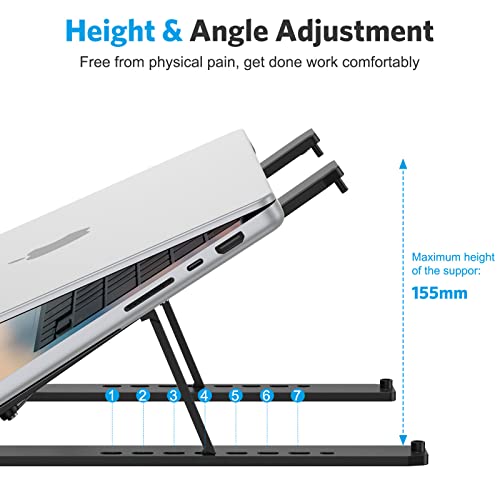 image for Portable Laptop Stand, OMOTON Laptop Stand for Desk Ergonomic 7-Levels