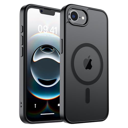 zapica Magnetic for iPhone 16e Case, [Compatible with MagSafe] [Military Grade Drop Protection] Translucent Matte Shockproof Anti-Scratch Phone Cover, Black