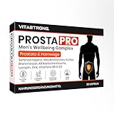 ProstaPro Vitastrong, Prostata Nahrungsergänzungsmittel für Männer mit Serenoa Repens 45%, Kürbis, Brennnessel, Zink, Vitamin B6 & D3, Harnwege & Prostata, 1 Kapsel/Tag, Gluten- & Laktosefrei