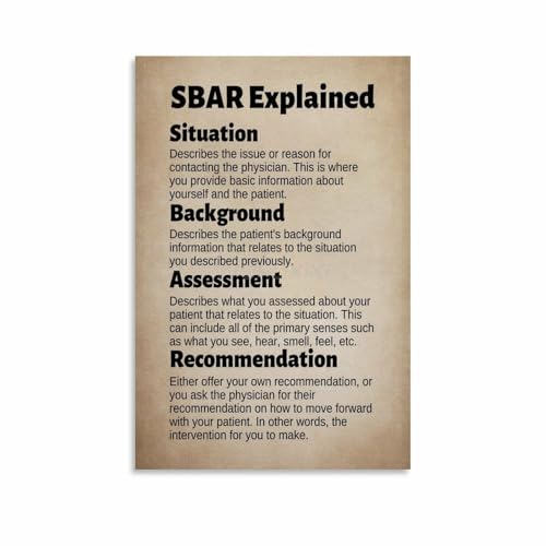 Nurse SBAR Communication Guide Poster Patient Safety Educational (8) Canvas Painting Wall Art Poster for Bedroom Living Room Decor 08x12inch(20x30cm) Unframe-style