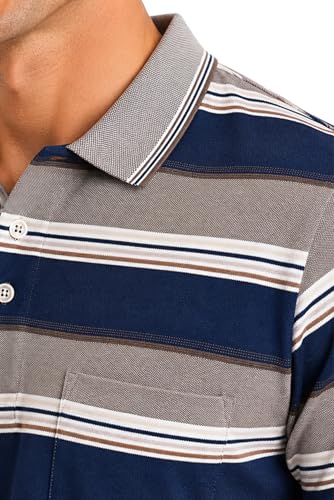 Image of SANE ORIGINALS Half Sleeve Polo T-Shirt for Men with Pocket || Stripe Collar and Pocket T-Shirt for Men Half Sleeves