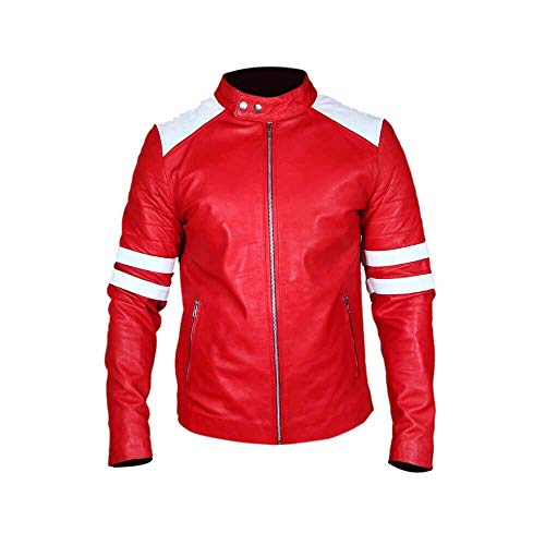 Hawk & Bull Men's Red Real Leather Jacket Fight Club