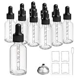 12 Pack, 1 oz Tincture Bottles with Dropper, Clear Glass Dropper Bottle with Stainless Steel Funnel, Pipettes & Labels, 30 ml Eye Dropper Bottles leakrproof For Essential Oils Serums Hair Body Oils