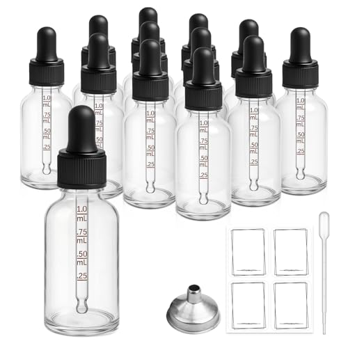 12 Pack Clear Glass Tincture Bottles with Dropper