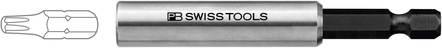 PB Swiss Tools Bit Holder for PrecisionBits C 6.3 (1/4") PB 450.M | 100% Swiss Made | Secure Connection of Bits to Cordless Screwdrivers or Drills