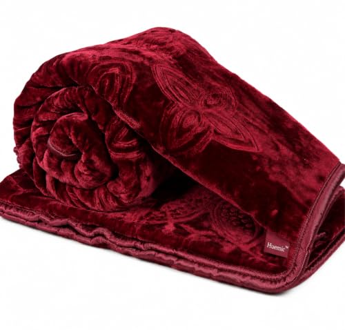 Image of Maroon Double Bed Blanket 500 TC Super Soft Premium Microfiber Blanket, 87 x 85 Inches, Warm & Lightweight Winter Blanket, Soft Cozy AC Blanket, All Season Bed Blanket for Home & Travel