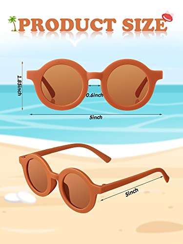 Weewooday 8 Pairs Kids Cute Round Polarized Sunglasses Retro Circle Glasses for Toddler Girls Boys Beach Sports, Age 3-102
