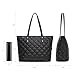 Montana West quilted black tote bag for women large tote purse for women shoulder bag womens handbags hobo purse with top zipper MWC-084BBK