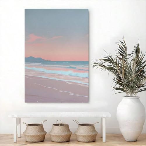 Toile vague lever du soleil 21x30cm pour habiller un mur vide sans encombrer