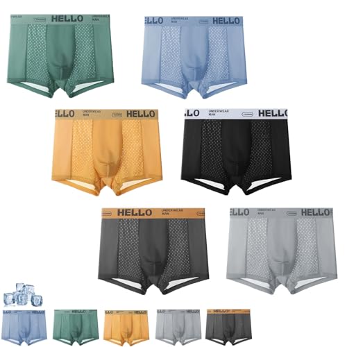 Hello Mesh Mens Underwear, Low Rise Boxer Briefs for Men, Ultra-Thin Panties, Mens Breathable Trunks