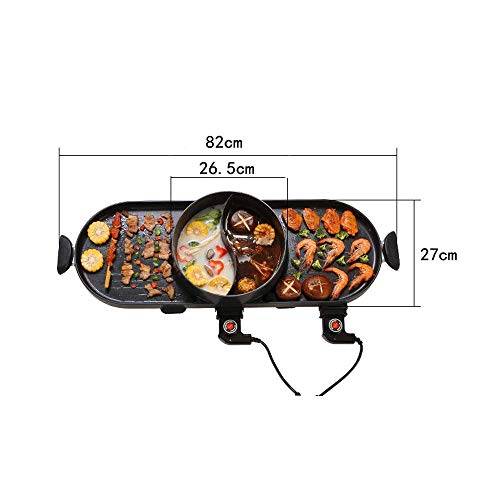 RTYUIO Gegrillter Elektrogrill - Elektrischer Raclette-Grill mit hochdichtem Granit-Grillstein, zweistufige Separate… – Bild 3