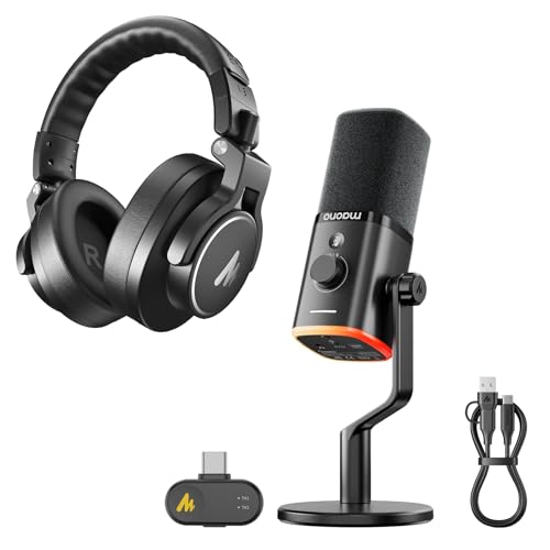 Microphone USB MAONO PD100W sans fil dynamique avec casque MH700 6.35mm