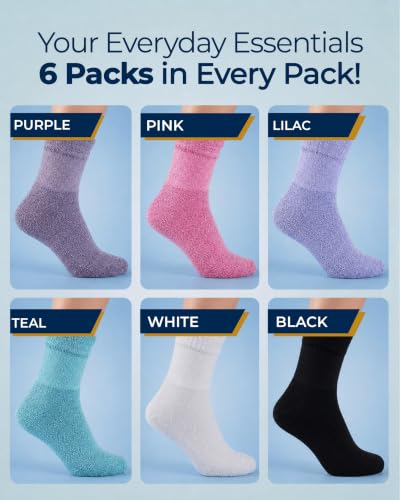 Image of Pembrook Bamboo Viscose Diabetic Socks for Women & Men - 6 Pairs Ankle Socks for Swollen Feet | Neuropathy Socks