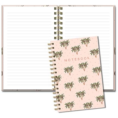 Studio Oh! Medium Spiral Notebook 5.75" x 8.75", Back to School Supplies & College Essentials, Aesthetic Notebook for School, 160 Page Lined Paper, 100 GSM Paper Wt., Lay Flat Binding, Sunny Palms Cover