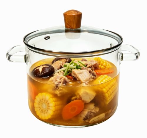 Glass Pots for Cooking on Stove 3.5L Glass Simmer Pot with Lid