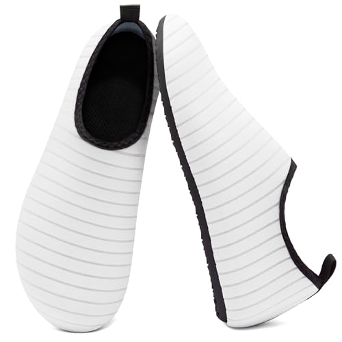 Men Women Water Shoes Quick-Dry Aqua Socks Barefoot Slip-on Summer Slippers for Beach Swim Sport Surf Yoga Exercise White