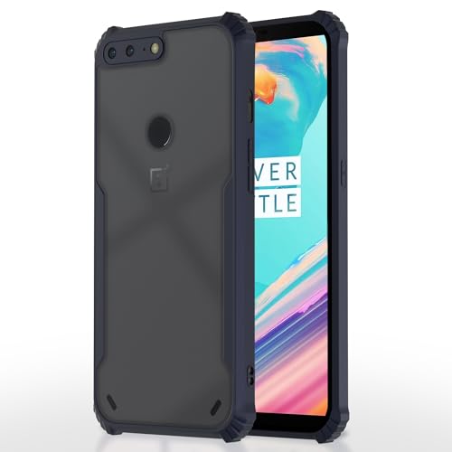 Image of Pikkme OnePlus 5T Back Cover | Crystal Clear Transparent Back | Ultra Hyrbid | Full Camera Protection | Raised Edge | Bumper Back Case (Blue)