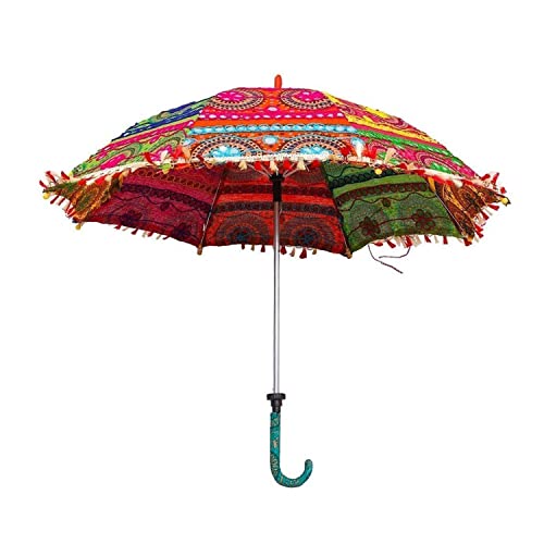 Indian Vintage Sun Shade Cotton Umbrellas Wedding Decor Party Decor Vintage Embroidered Multicolor Bohemian Parasol Umbrellas By United Creation (20 Pcs Umbrella) #TOP5