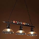  qudkdhs Lustre 3 lumières, luminaire Suspendu pour Table de Billard, avec Abat-Jour en Verre ambré, décoration spéciale Boule de Billard, Lustre pour Salle de Jeux, Salon, Cuisine