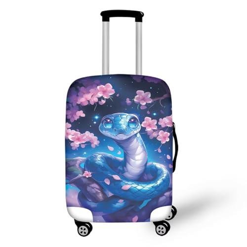 Image of Mumeson Peach Blossom Snake Luggage Cover for Suicase Fits 18-32 Inch Suitcase Dust Protector Luggage Protective Stain Resistant Baggage Gear Covers