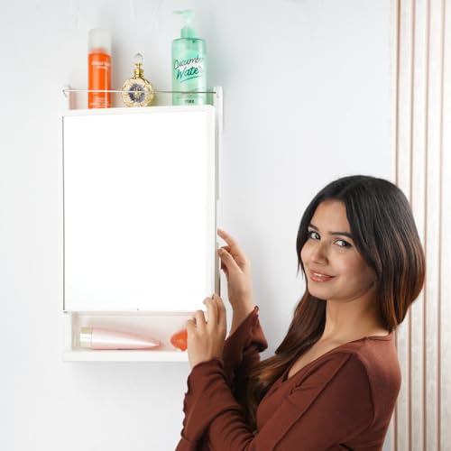 CIPLA PLAST Rich Look Bathroom Cabinet with Mirror White | Storage Organiser | Strong Plastic Bathroom Shelves Wall Mounted | Bathroom Accessories| Mirror Cabinet- (Made in India) (Image - 2)