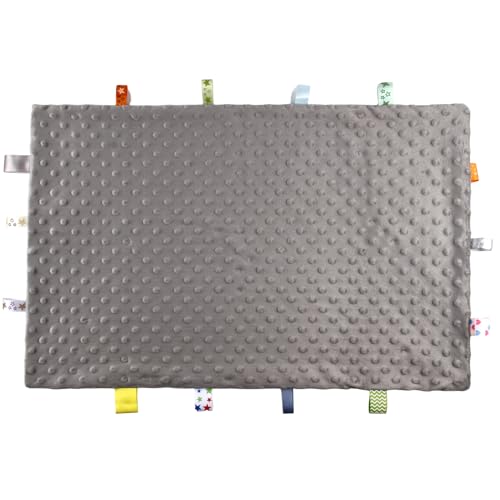 SHDGFB Couverture sensorielle de jour pour adultes souffrant de démence - Couverture de sécurité douce en coton et peluche avec étiquettes - Produits Alzheimer Busy - 45 cm x 65 cm (gris)
