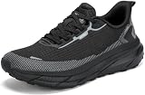 Kricely Buty do biegania szlakowego z szerokimi głami męskie buty do biegania szosowego trekkingowe lekkie trampki sportowe buty do chodzenia na zewnątrz, Czarny 1, 43.5 EU