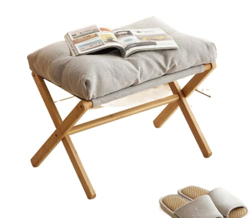 Cicqkks オットマン 折りたたみ 足置き台 デスク下 フットレスト スツール 木製 軽量 取り外し可能 しっかり ふわふわ 耐荷重 おしゃれ 脚置き 腰掛け イス 北欧 靴交換 玄関 (ライトグレー)