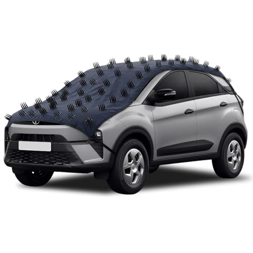 Image of FABTEC (13ftX55Inch) Car Protection Cover from Dogs, Pets and Animal Complete Dog Protection Car Cover for Both roof and Bonnet Attach Full Protection with Spikes for Small Cars 1pc